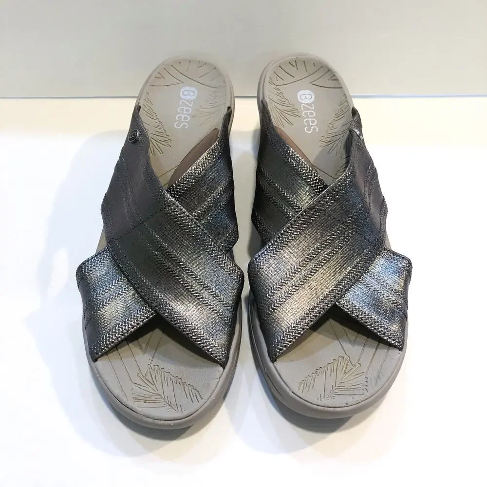 Bzees Vista Charcoal Wedge Sandals